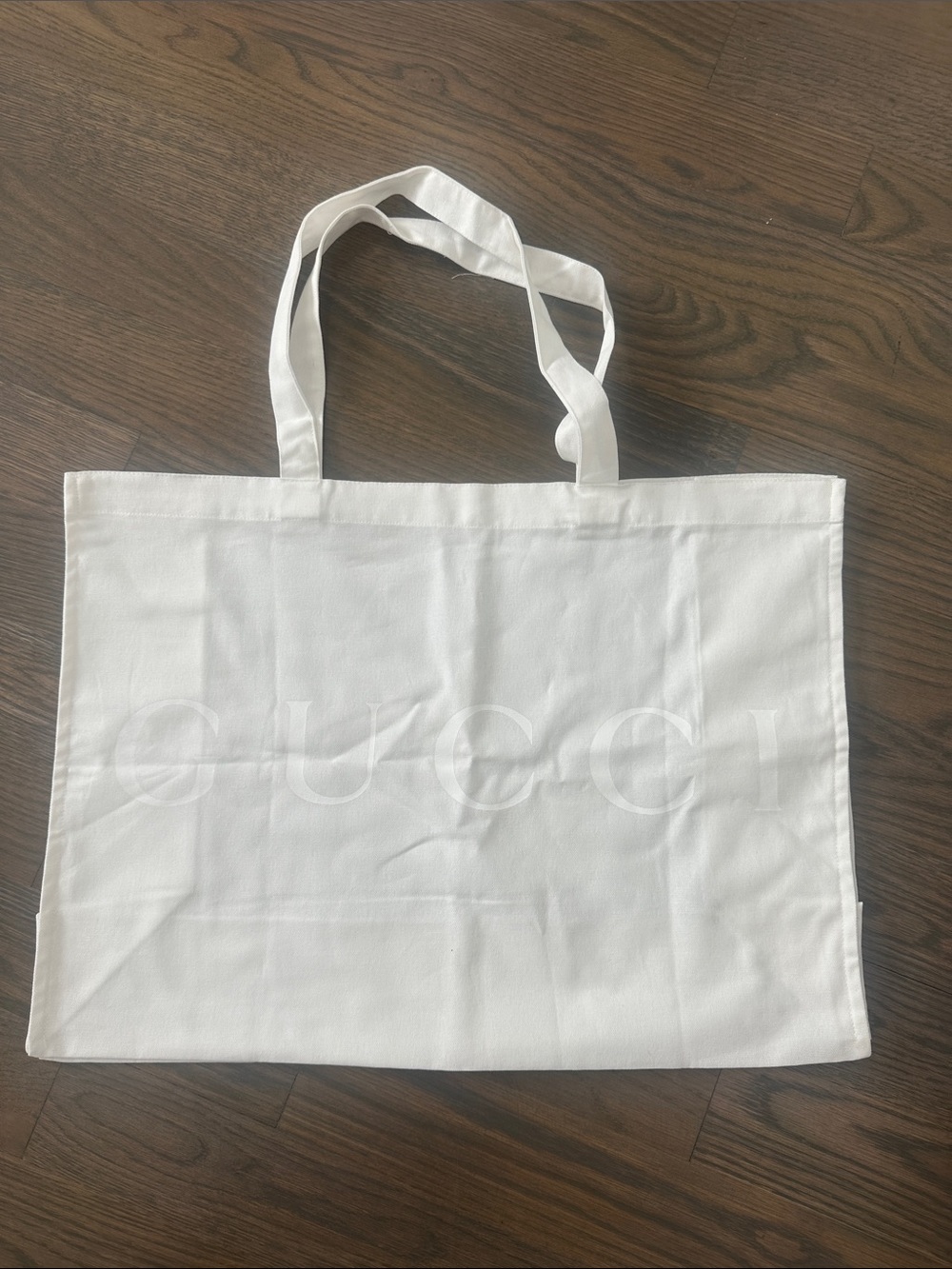 Gucci White Canvas Tote with Subtle Embossed Logo